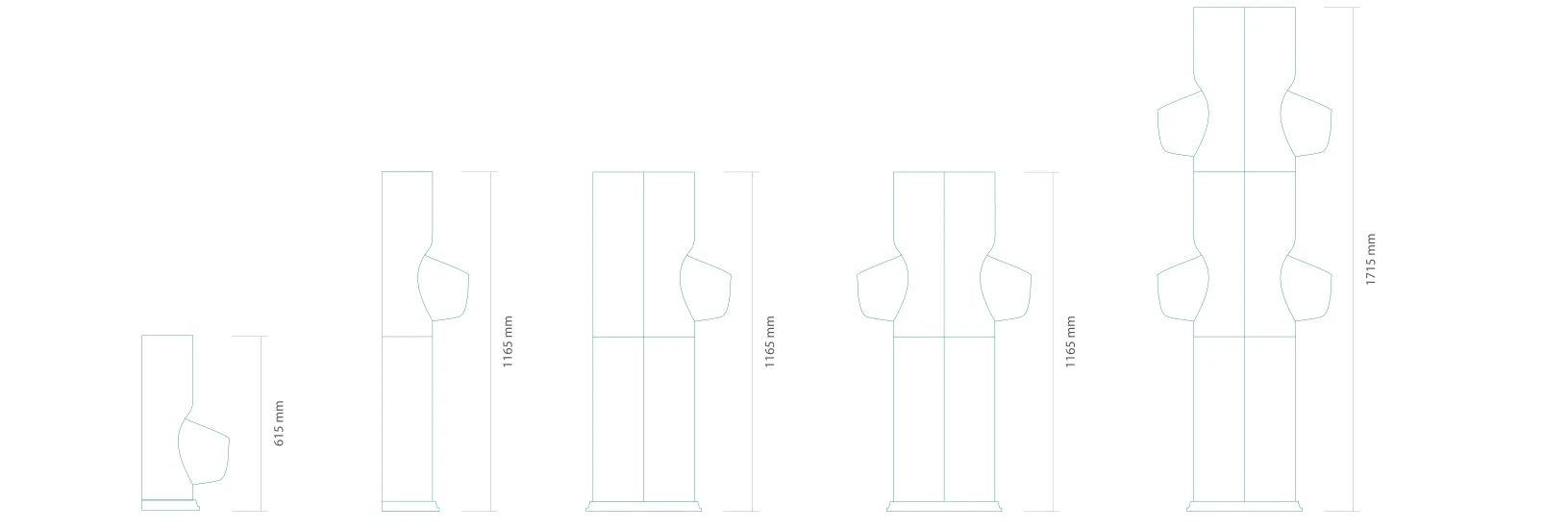 Composiciones por niveles — 615 a 1715 mm